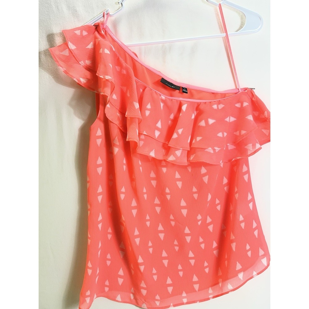 APT 9 Ruffle One-Shoulder Top Blouse Shirt‎ Orange Size S NWOT